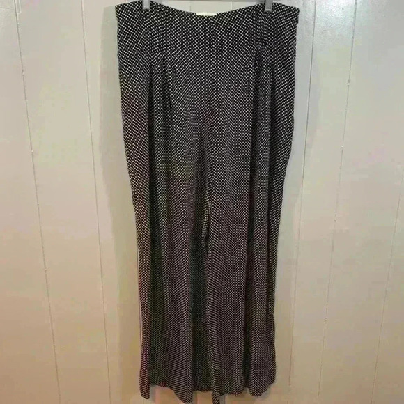 Maeve by Anthropologie Black White Polka Dot Plus Pockets Wide Leg Pants 0 - Picture 4 of 13